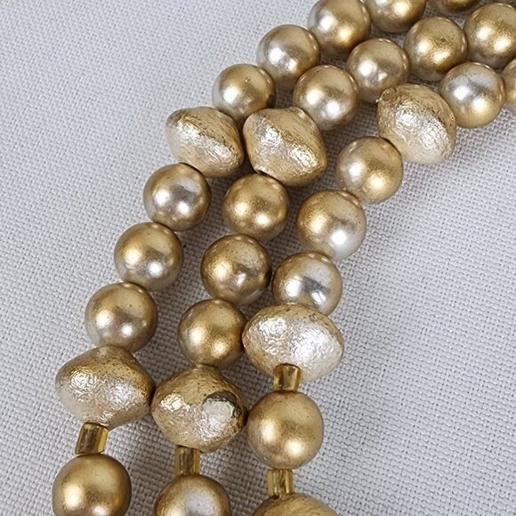 Vintage Gold AB Crystal Beaded Layered Necklace - Picture 4 of 6
